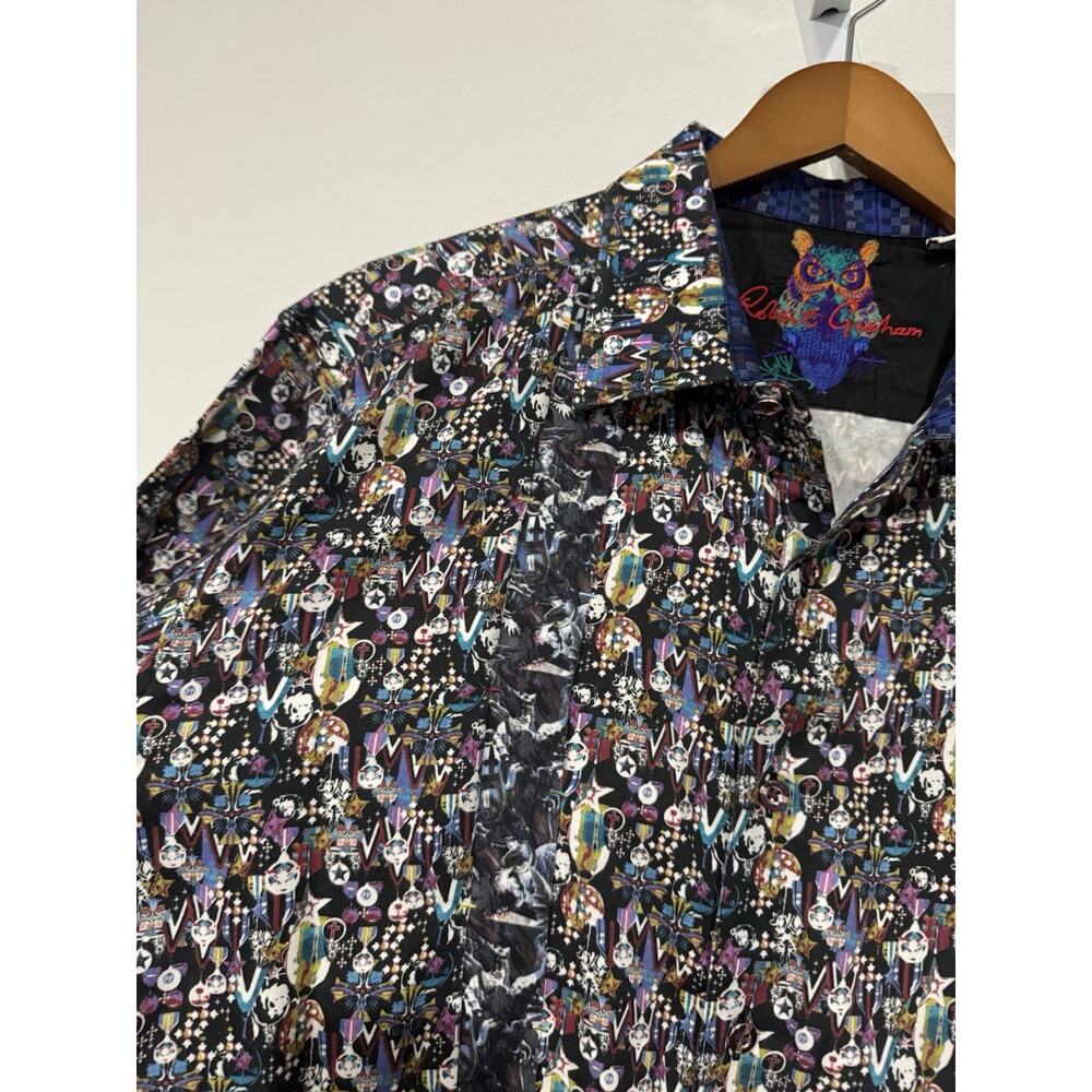 Robert Graham mens shirt embroidered Webb Pattern Geometric EUC Sz XL Classic - Picture 4 of 15